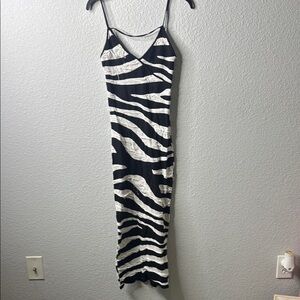 Zara Black and White Zebra Print Maxi Dress